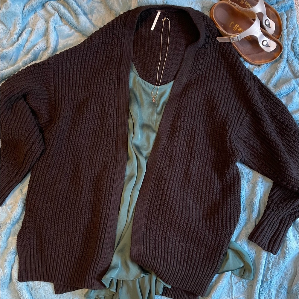 Free People black nightingale cardi
